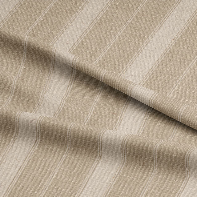 Montauk Stripe Cotton Curtain Fabric - Putty