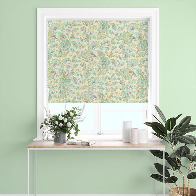Mosaic Cotton Curtain Fabric - Green