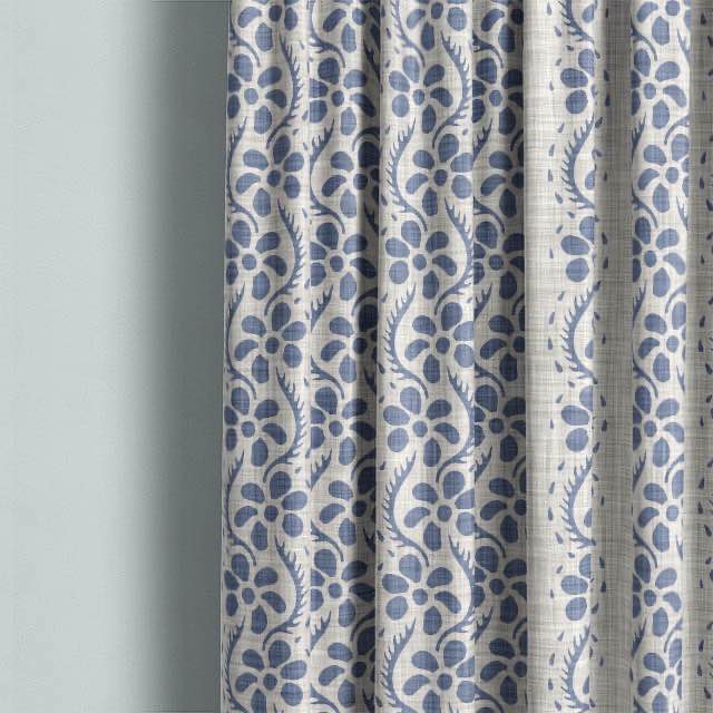 Neot Cotton Curtain Fabric - Blue