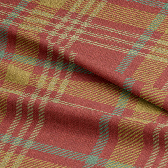 Ness Plaid Linen Curtain Fabric - Cherry