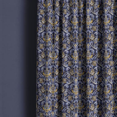 Nouveau Cotton Curtain Fabric - Navy Blue