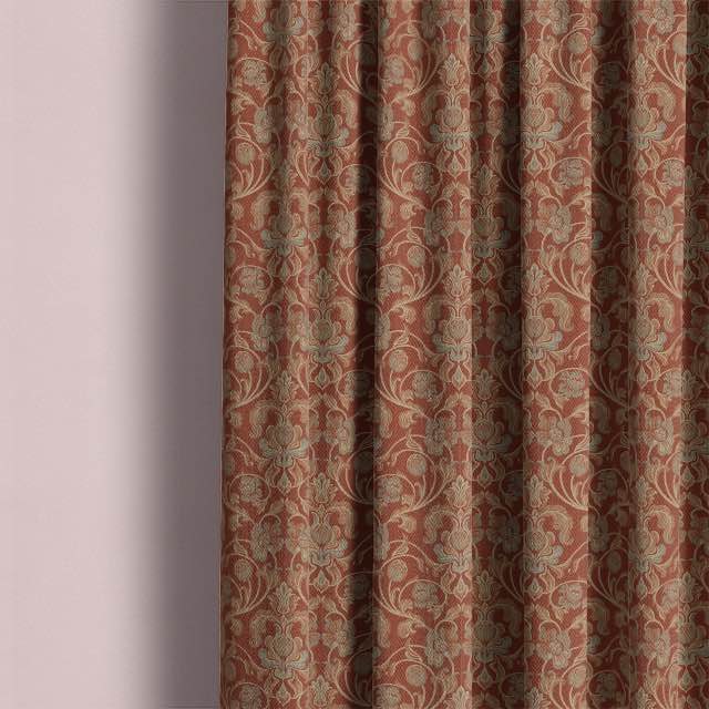 Nouveau Cotton Curtain Fabric - Terracotta