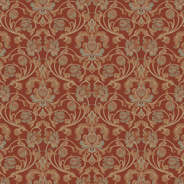 Nouveau Cotton Curtain Fabric - Terracotta