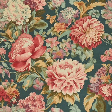 Échantillon de tissu pour rideau en lin Ornate Botanica - Rose/Vert