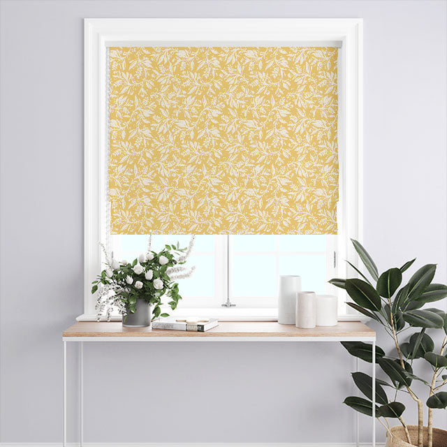  Ochre colored Oxford Cotton Curtain Fabric hanging elegantly, adding warmth and sophistication to any room