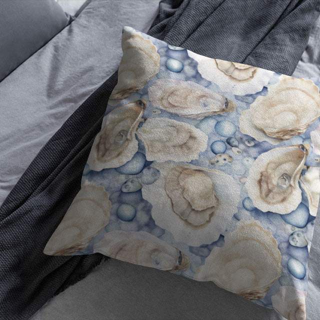 Oysters Cotton Curtain Fabric - Blue