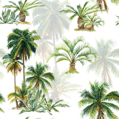 Palm Trees Cotton Curtain Fabric - Green