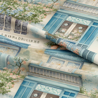 This Paris Cotton Curtain Fabric in Blue is perfect for adding a touch of elegance to any room