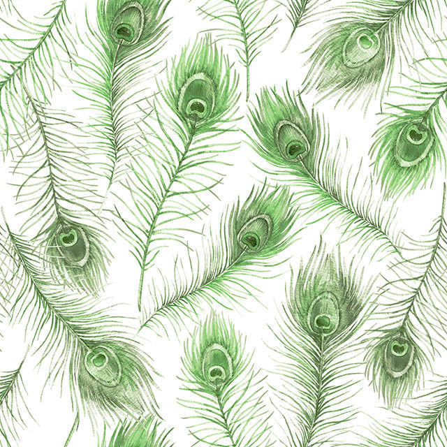 Peacock Feather Cotton Curtain Fabric - Bottle Green