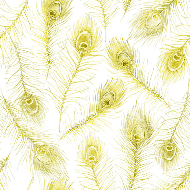 Peacock feather cotton curtain fabric in elegant gold color