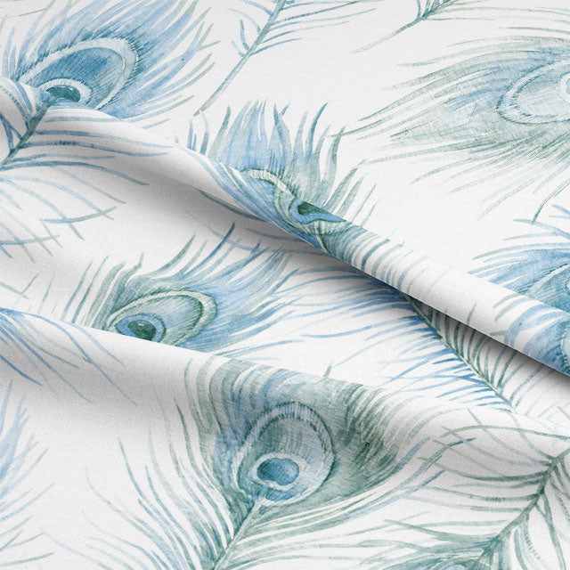 Elegant and luxurious peacock feather patterned cotton curtain fabric