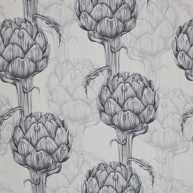 Protea Linen Curtain Fabric - Charcoal