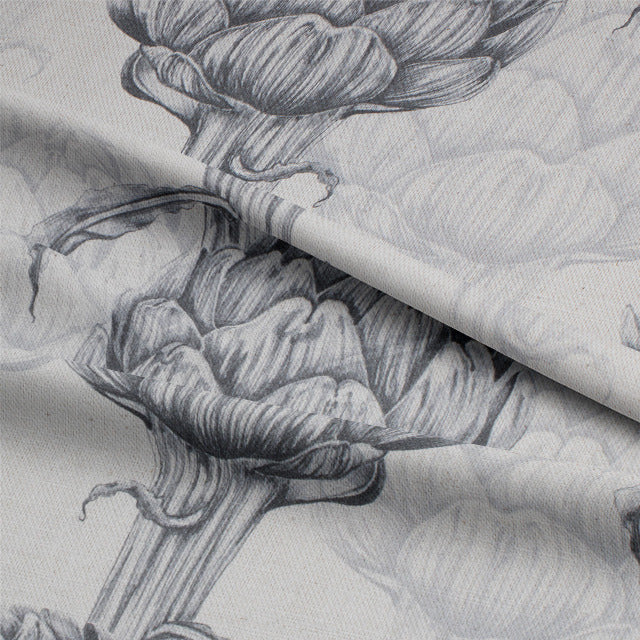 Protea Linen Curtain Fabric - Charcoal