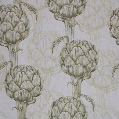Protea Linen Curtain Fabric - Cypress in natural light, showcasing its beautiful texture and color variations