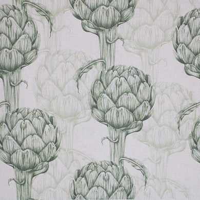 Protea Linen Curtain Fabric in Green, a soft and luxurious choice