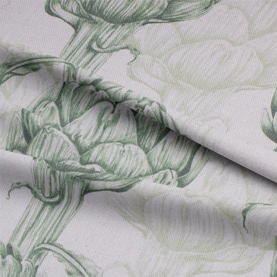 Beautiful Green Protea Linen Curtain Fabric, perfect for any room