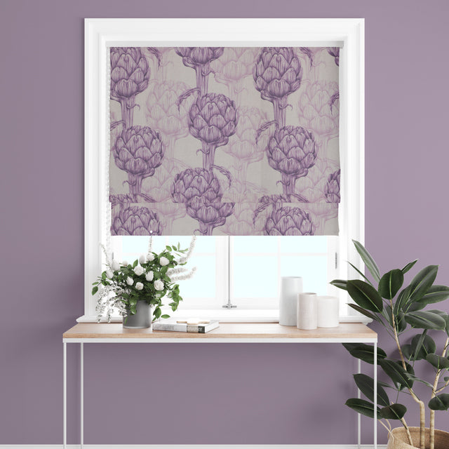 Protea Linen Curtain Fabric - Purple