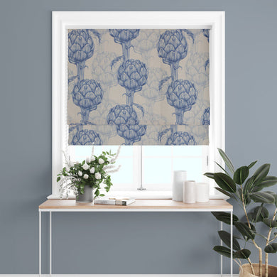 Protea Linen Curtain Fabric - Royal Blue