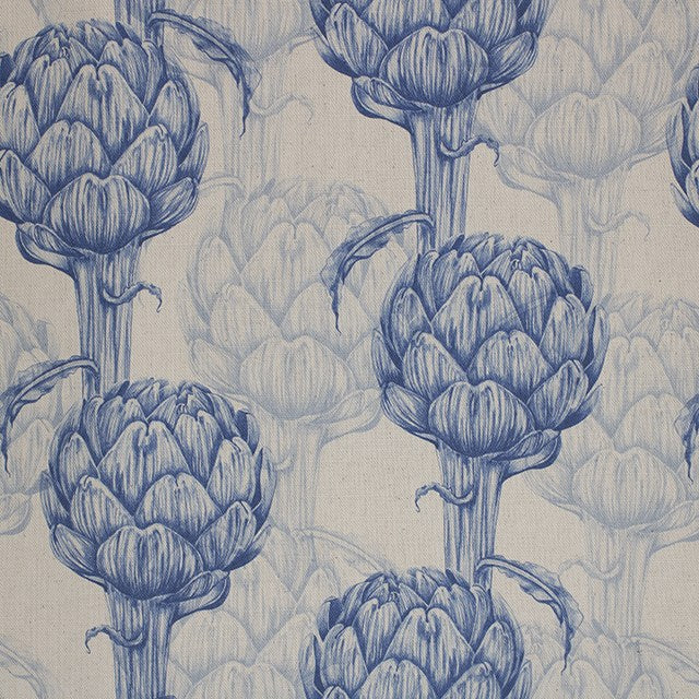 Protea Linen Curtain Fabric - Royal Blue
