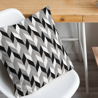 Retro Chevrons Cotton Curtain Fabric - Grey