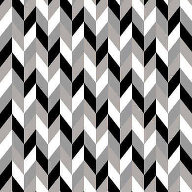Retro Chevrons Cotton Curtain Fabric - Grey