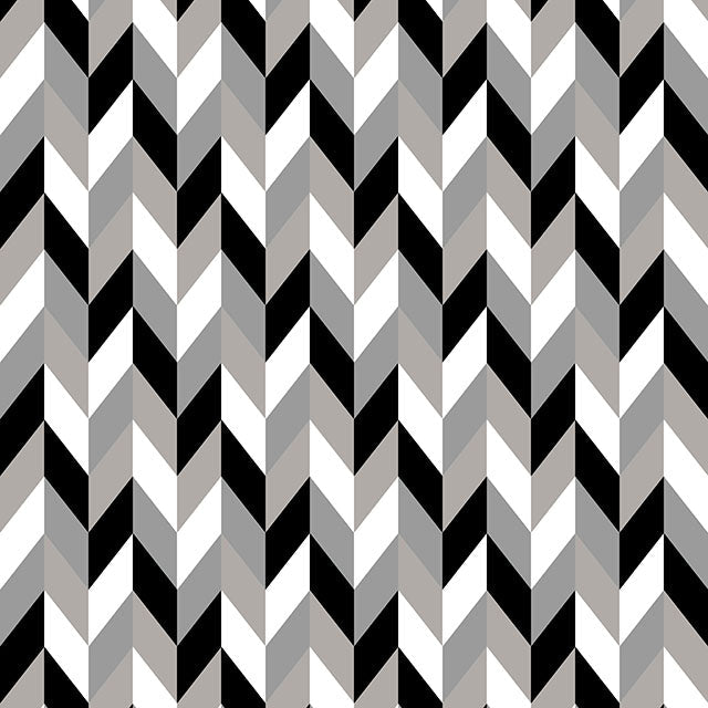 Retro Chevrons Cotton Curtain Fabric - Grey