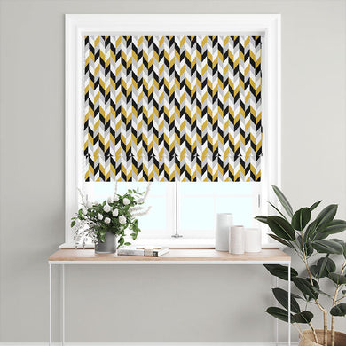 Retro Chevrons Cotton Curtain Fabric - Ochre