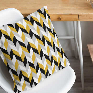 Retro Chevrons Cotton Curtain Fabric - Ochre