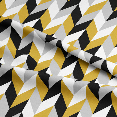 Retro Chevrons Cotton Curtain Fabric - Ochre