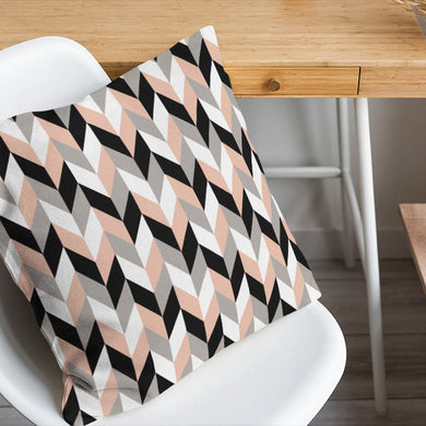 Retro Chevrons Cotton Curtain Fabric - Rose Gold