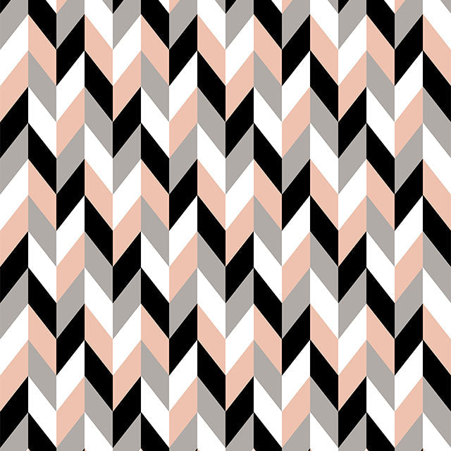 Retro Chevrons Cotton Curtain Fabric - Rose Gold