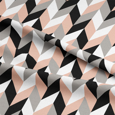 Retro Chevrons Cotton Curtain Fabric - Rose Gold