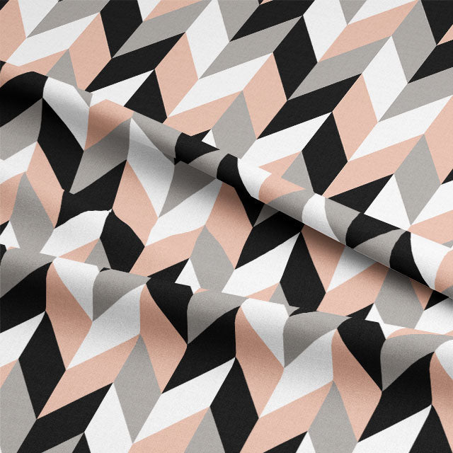 Retro Chevrons Cotton Curtain Fabric - Rose Gold