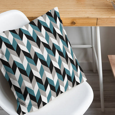 Retro Chevrons Cotton Curtain Fabric - Teal