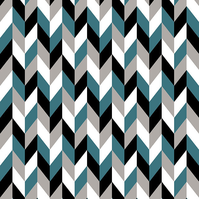 Retro Chevrons Cotton Curtain Fabric - Teal