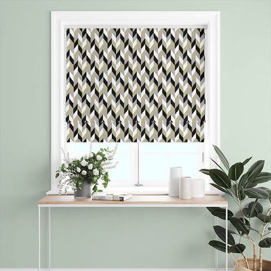 Retro Chevrons Cotton Curtain Fabric - Willow