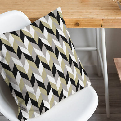 Retro Chevrons Cotton Curtain Fabric - Willow