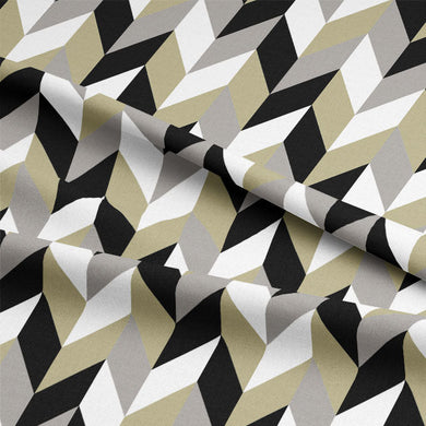 Retro Chevrons Cotton Curtain Fabric - Willow