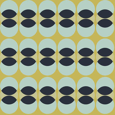 Retro Circles Cotton Curtain Fabric - Black