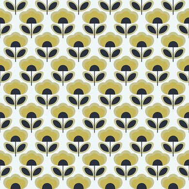 Retro Flowers Cotton Curtain Fabric - Black