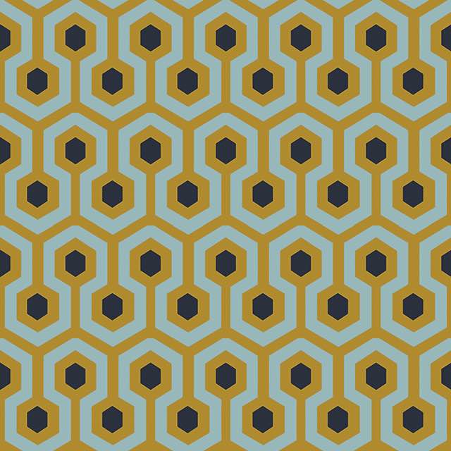 Retro Hexagon Cotton Curtain Fabric - Ochre