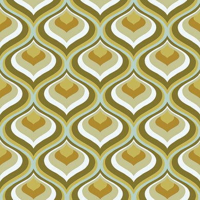 Retro Pavillion Cotton Curtain Fabric - Khaki