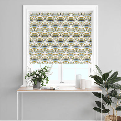 Retro Smile Cotton Curtain Fabric - Ochre