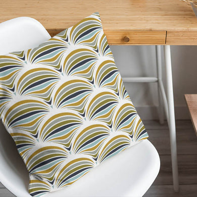 Retro Smile Cotton Curtain Fabric - Ochre