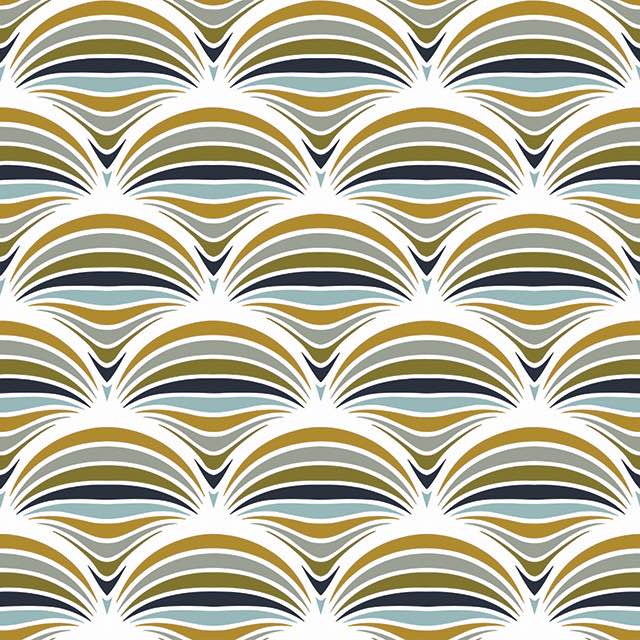 Retro Smile Cotton Curtain Fabric - Ochre