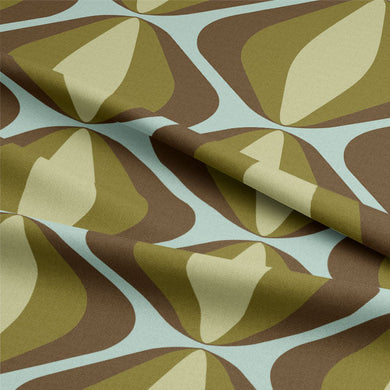 Retro Vibe Cotton Curtain Fabric - Khaki
