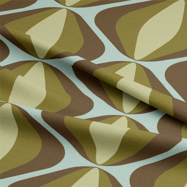 Retro Vibe Cotton Curtain Fabric - Khaki