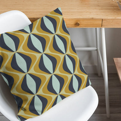 Retro Vibe Cotton Curtain Fabric - Ochre
