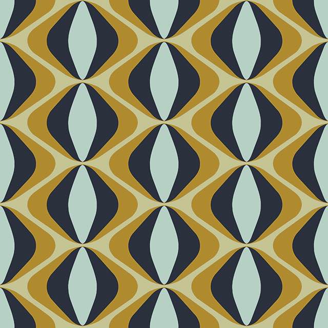 Retro Vibe Cotton Curtain Fabric - Ochre
