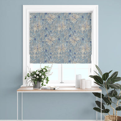 Reuben Linen Curtain Fabric - Blue